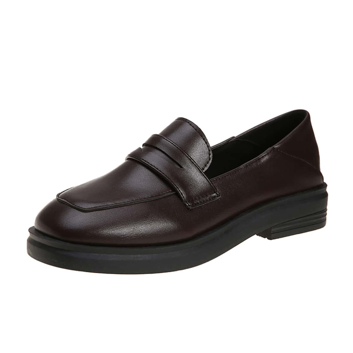 

Square Toe Flat Loafers, Chocolate brown