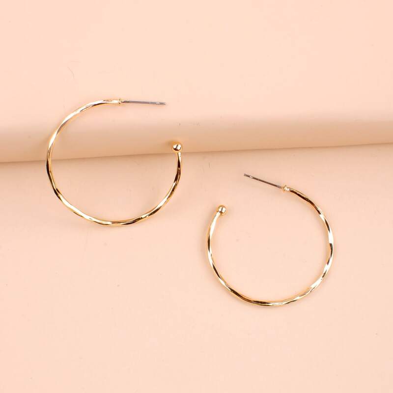 

Hollow Out Cuff Hoop Earrings, Gold