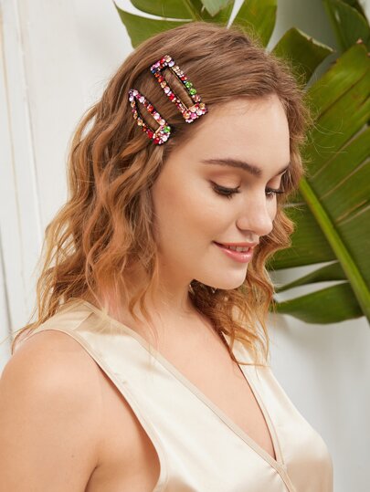 مشبك شعر بوهيمي يزينه حجر الراين يأتي بقطعتين