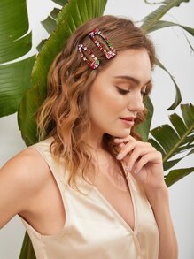 2入組鑽石裝飾髮夾Boho風格 - 彩色 - 查看 2