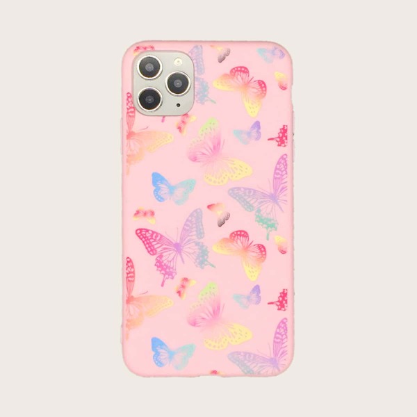 

1pc Butterfly Print iPhone Case, Pink