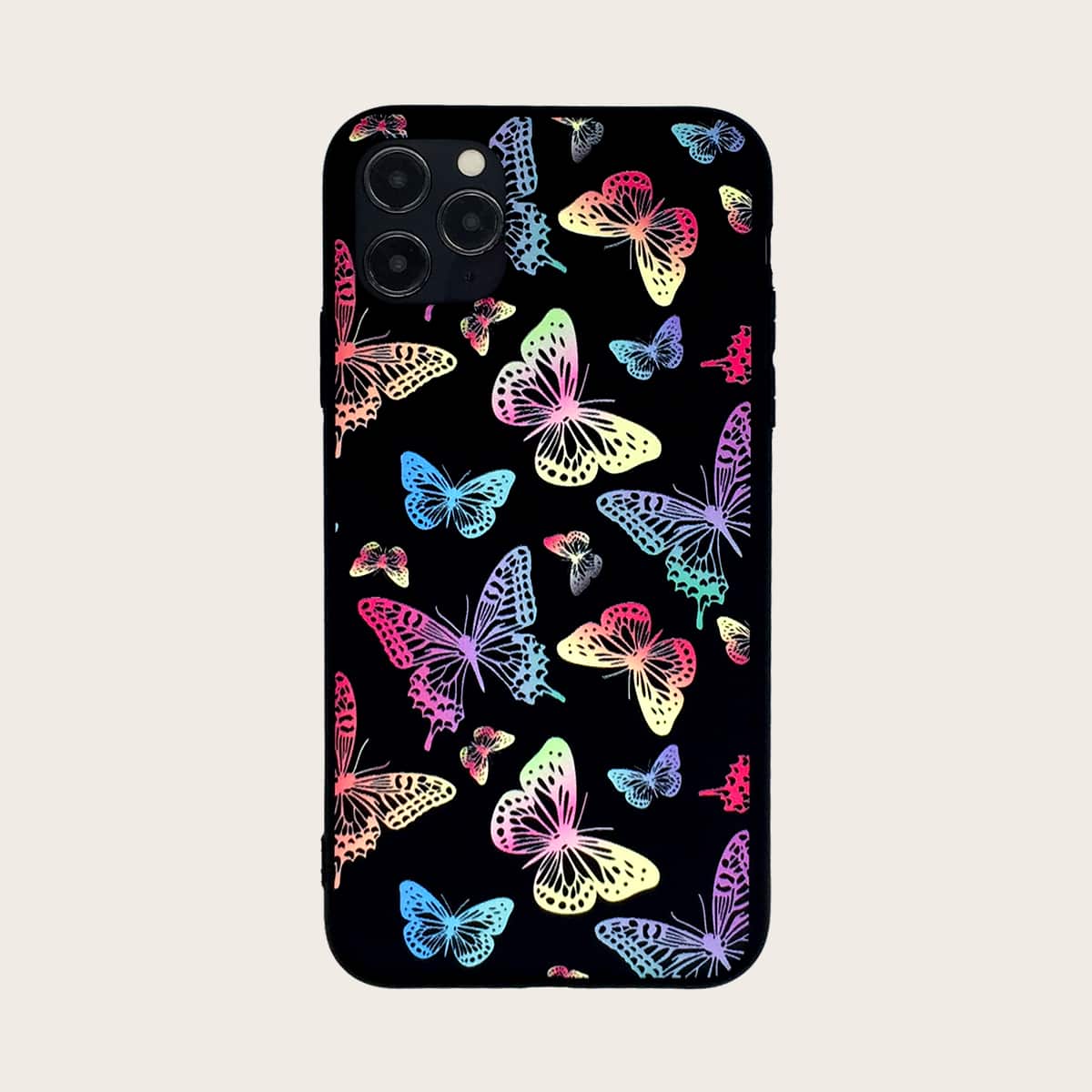 

1pc Butterfly Print iPhone Case, Black