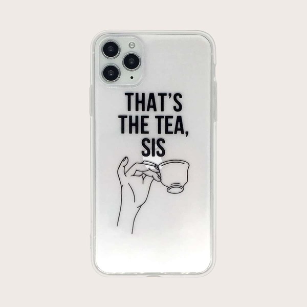 

1pc Slogan Graphic iPhone Case, Clear