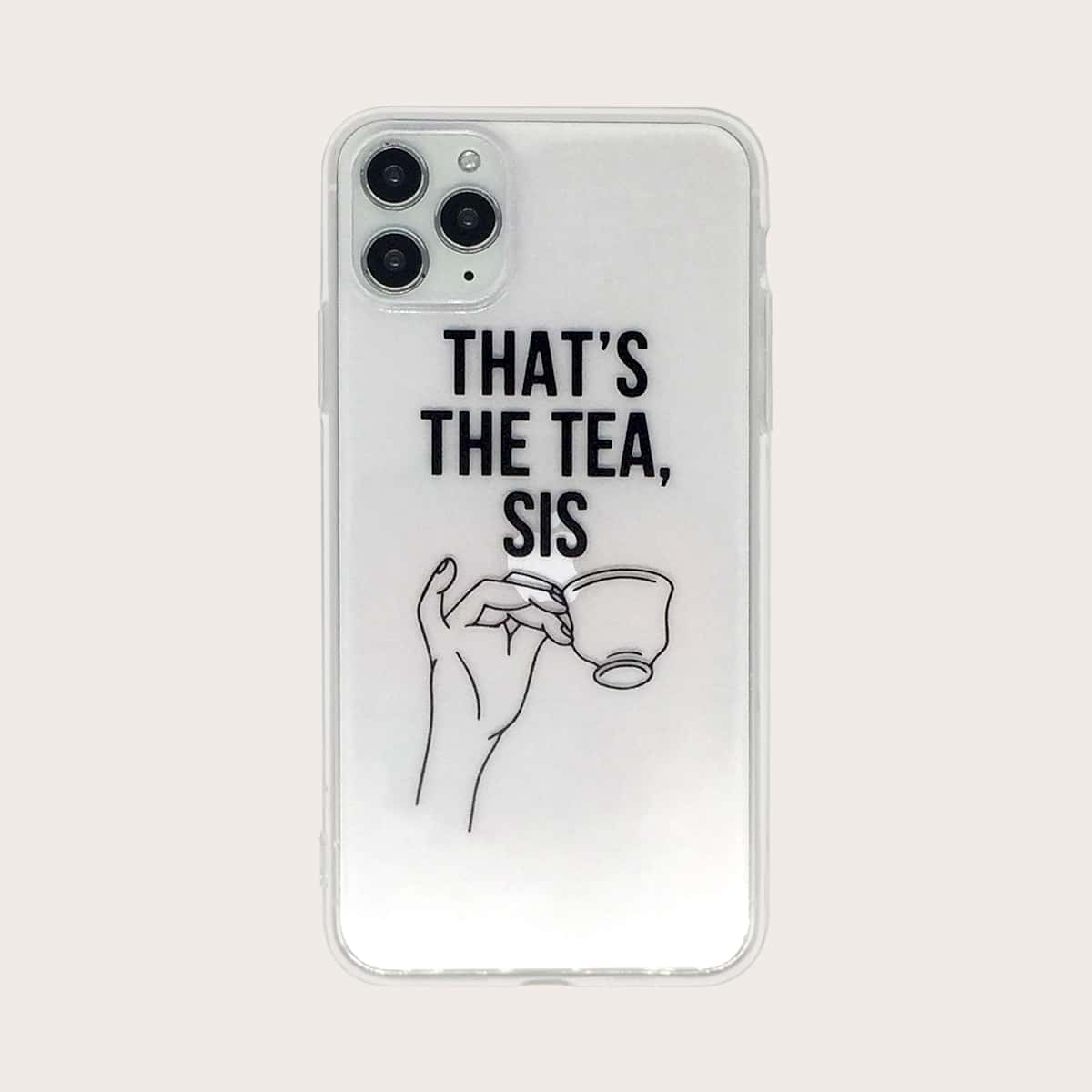 

1pc Slogan Graphic iPhone Case, Clear