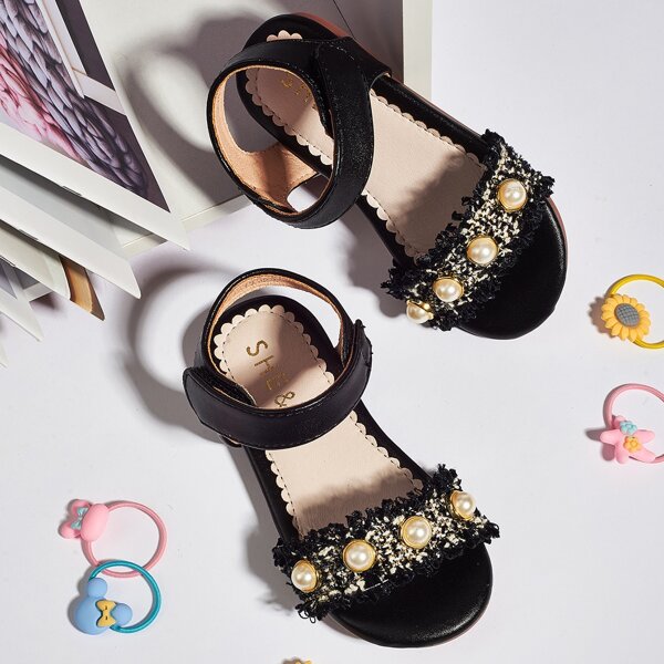 

Toddler Girls Faux Pearl Decor Sandals, Black