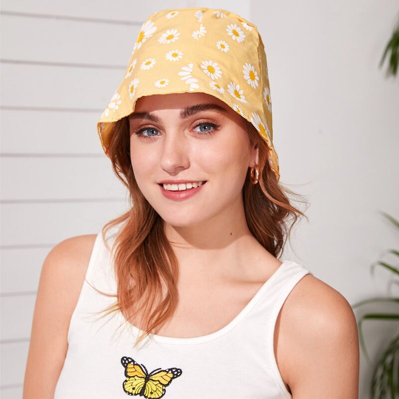

Daisy Pattern Bucket Hat, Yellow