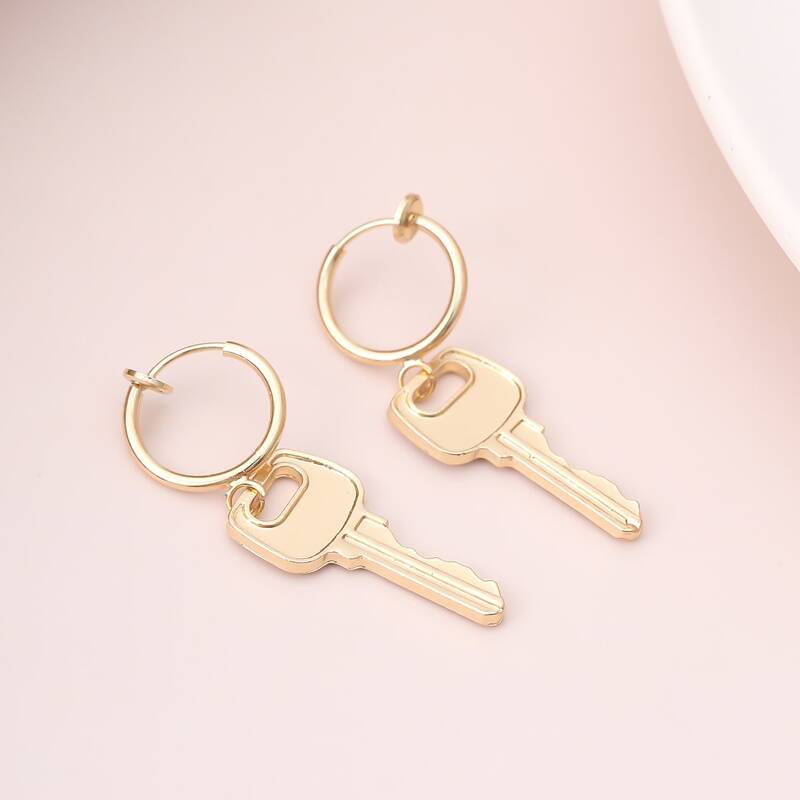 

Key Drop Earrings, Gold