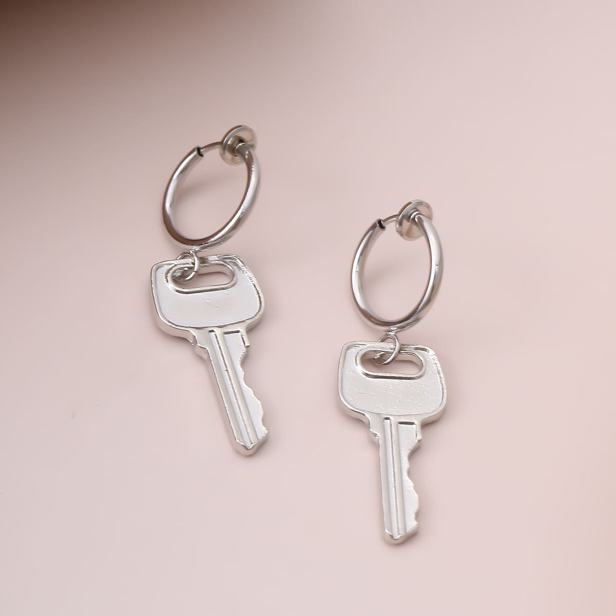

Key Drop Earrings, Silver