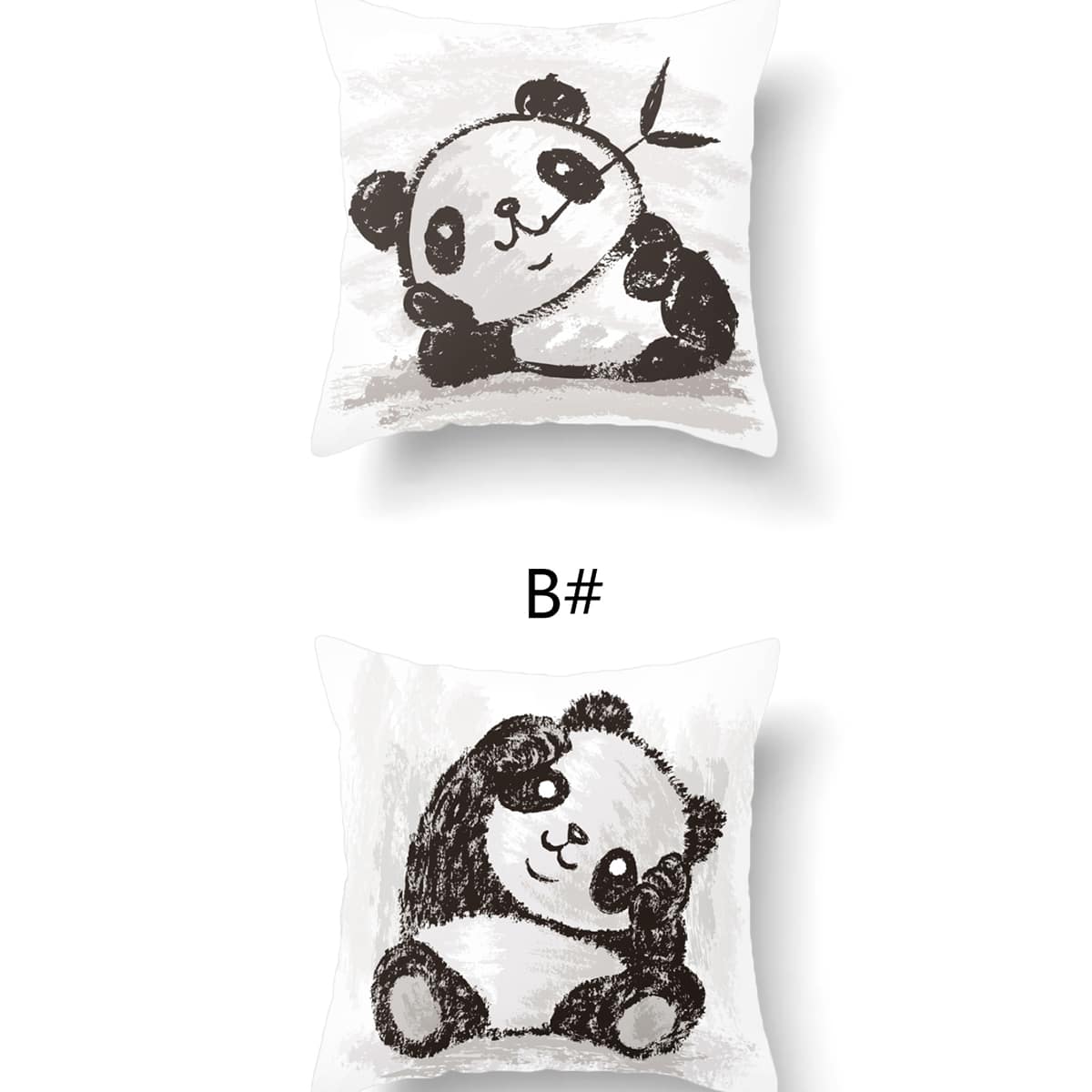 

1pc Panda Print Cushion Cover Without Filler, Black and white