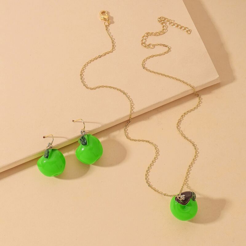 

3pcs Fruit Decor Jewelry Set, Green