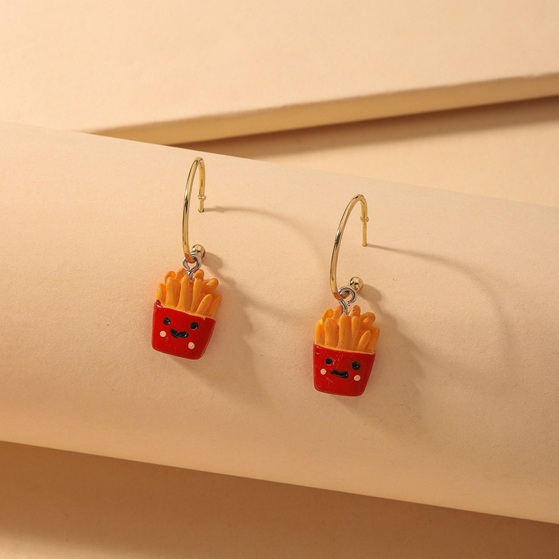 

French Fries Drop Earrings, Red
