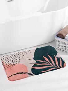 Geometric Leaf Print Floor Mat