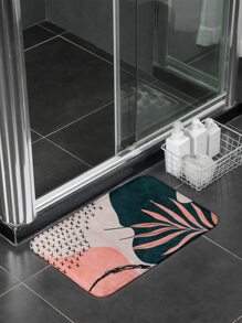 Geometric Leaf Print Floor Mat