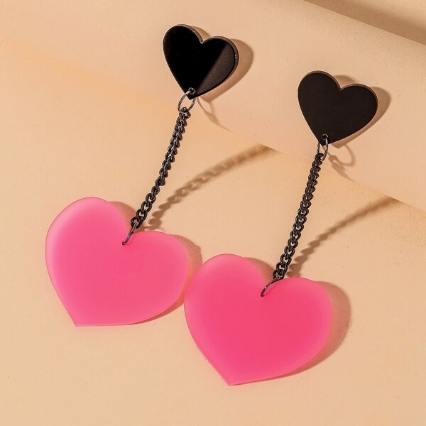 

Heart Drop Earrings, Pink