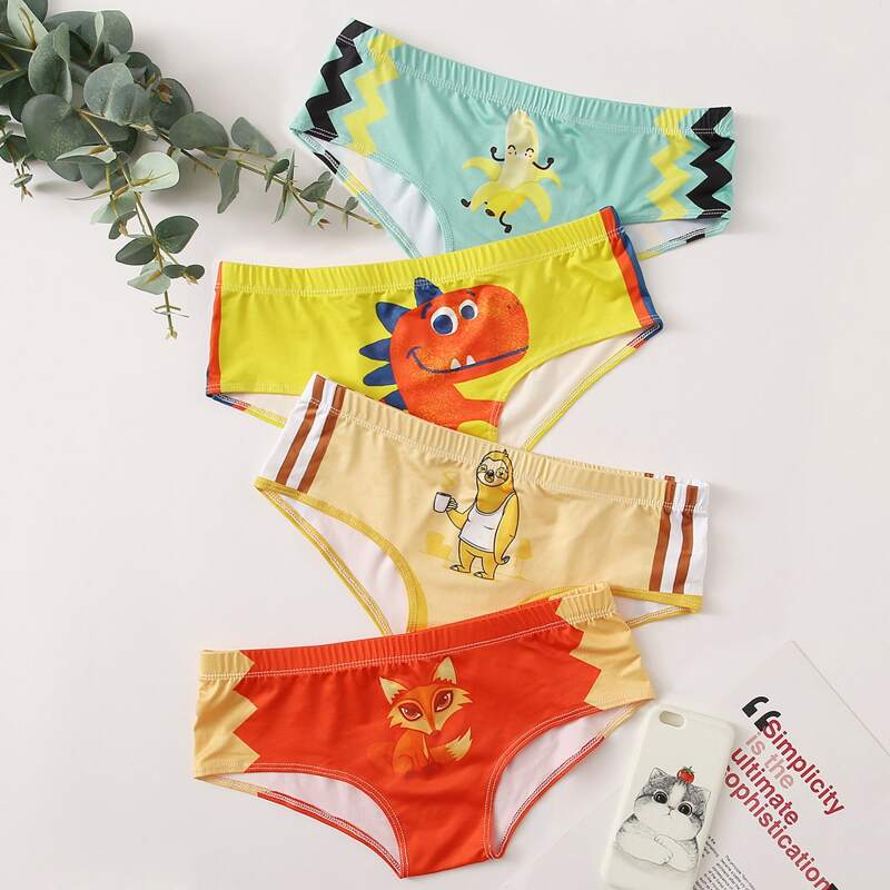 

4pack Cartoon Graphic Panty Set, Multicolor