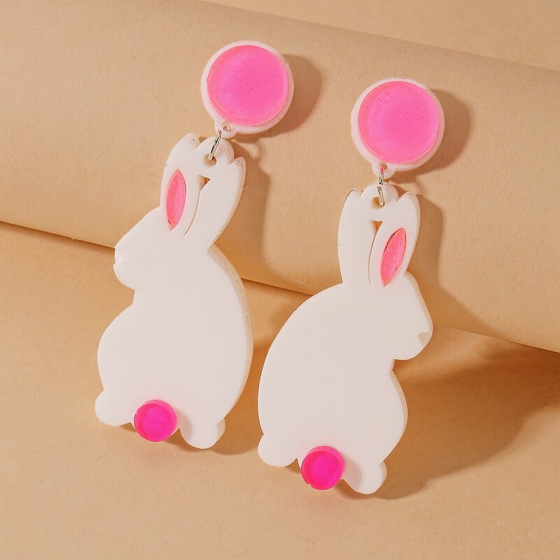 

Rabbit Drop Earrings, Pink