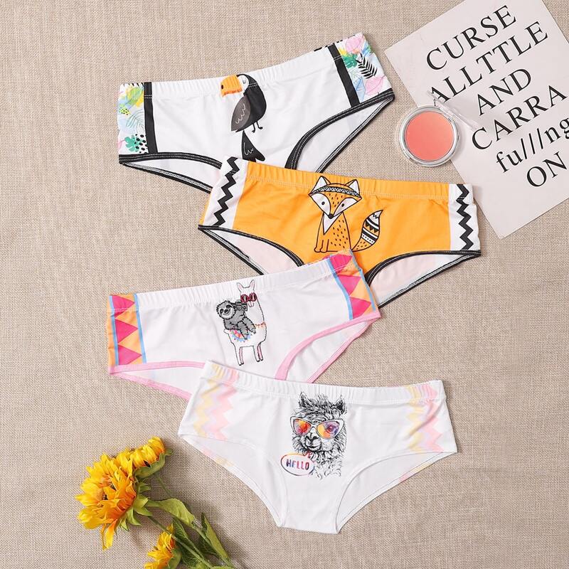 

4pack Cartoon Graphic Panty Set, Multicolor