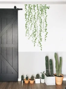 Vine Leaf Print Wall Sticker, Leaf Garland Pattern Wall Art Decal For Home Decor - Green - View 2