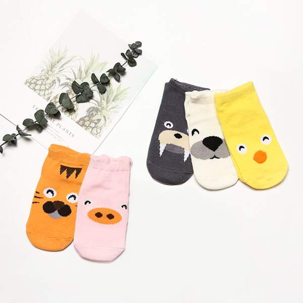 

5pairs Baby Cartoon Graphic Socks, Multicolor