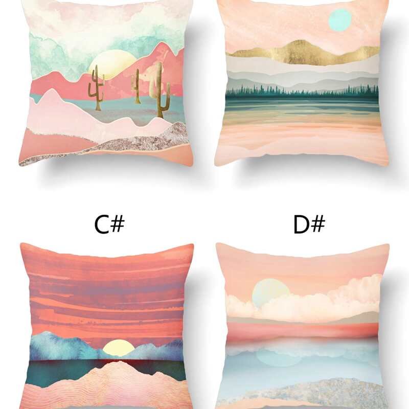 

1pc Sunset Print Cushion Cover Without Filler, Multicolor