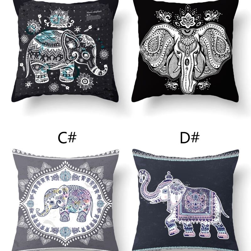 

1pc Elephant Print Cushion Cover Without Filler, Multicolor