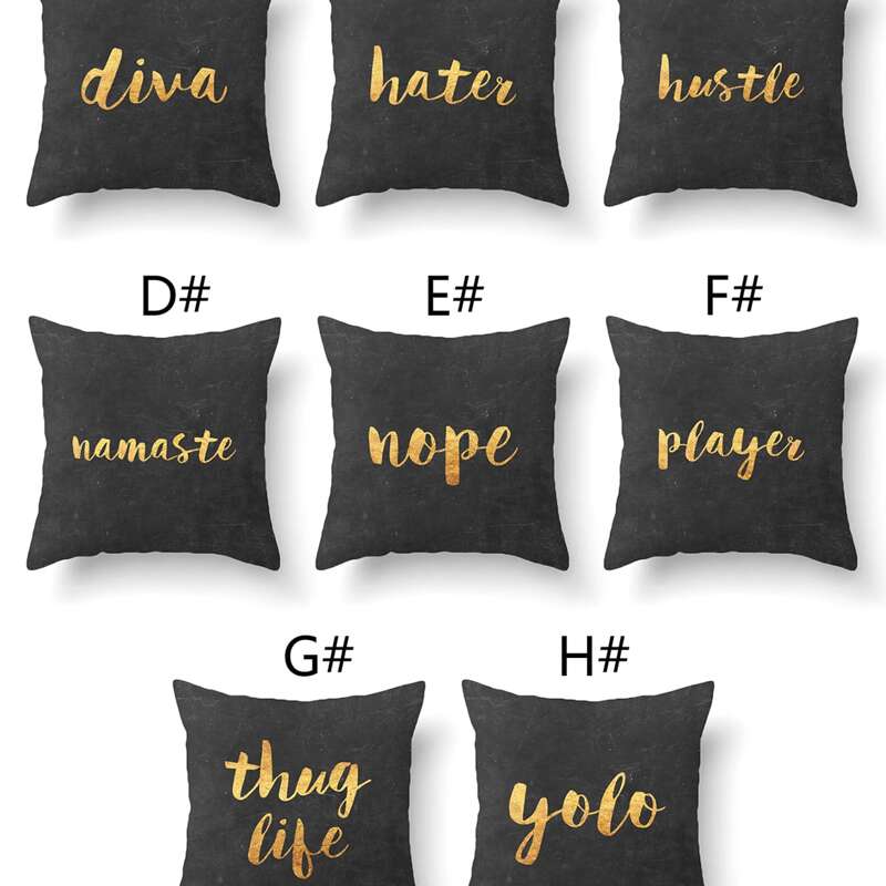 

1pc Letter Graphic Cushion Cover Without Filler, Black