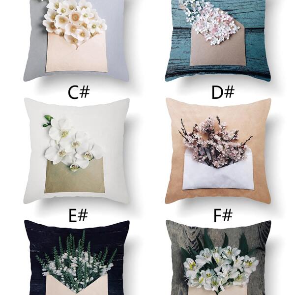 

1pc Flower Print Cushion Cover Without Filler, Multicolor