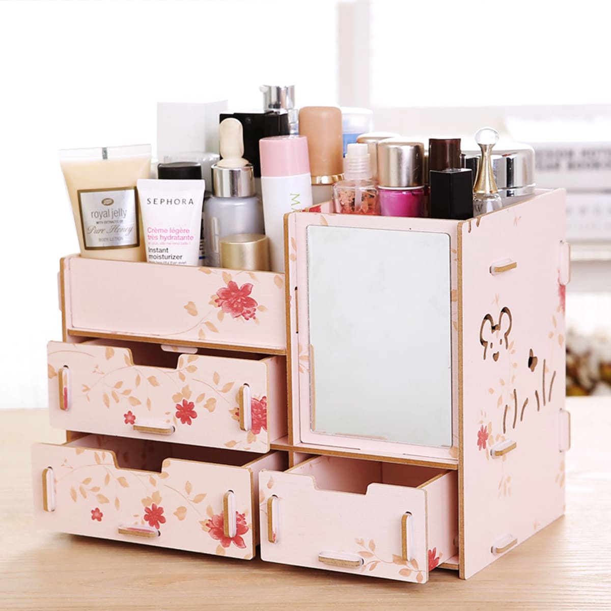 

1pc DIY Cosmetic Storage Box, Pink