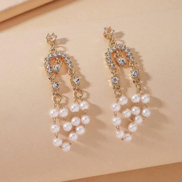 

Faux Pearl Tassel Drop Earrings, Gold