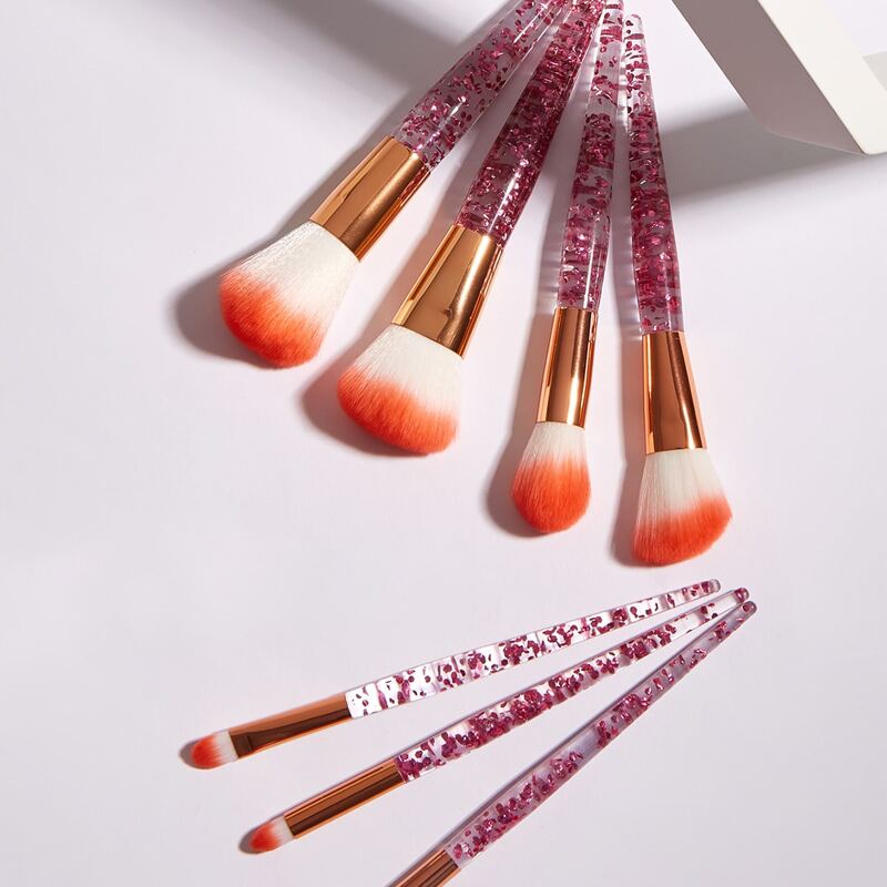 

7pcs Duo-fiber Soft Makeup Brush, Hot pink