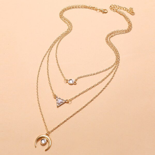 

Moon Charm Layered Necklace, Gold