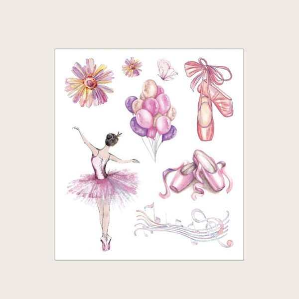 

Стикер татуировки с мультяшным принтом 1 лист, Розовые