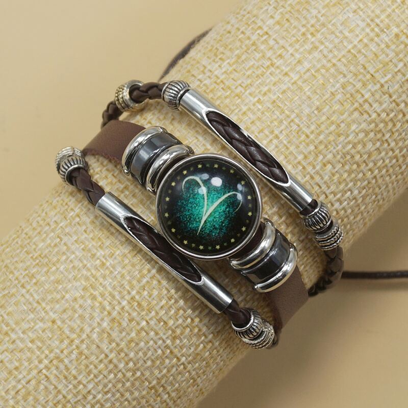 

Guys Constellation PU Leather Bracelet, Brown