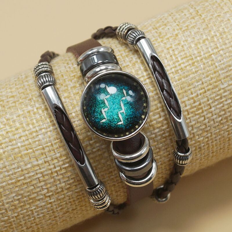 

Guys Constellation PU Leather Bracelet, Brown