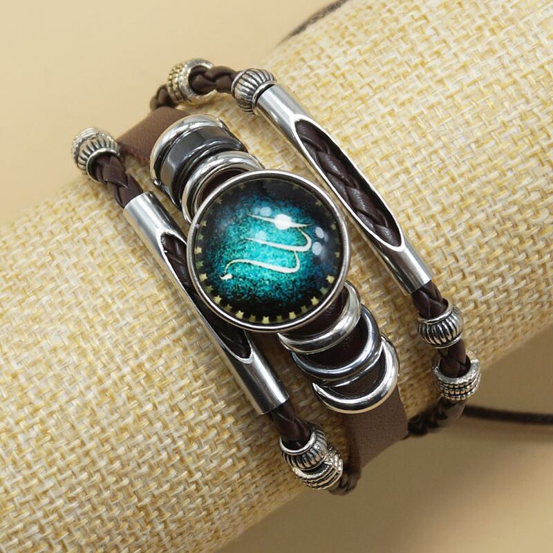 

Guys Constellation PU Leather Bracelet, Brown