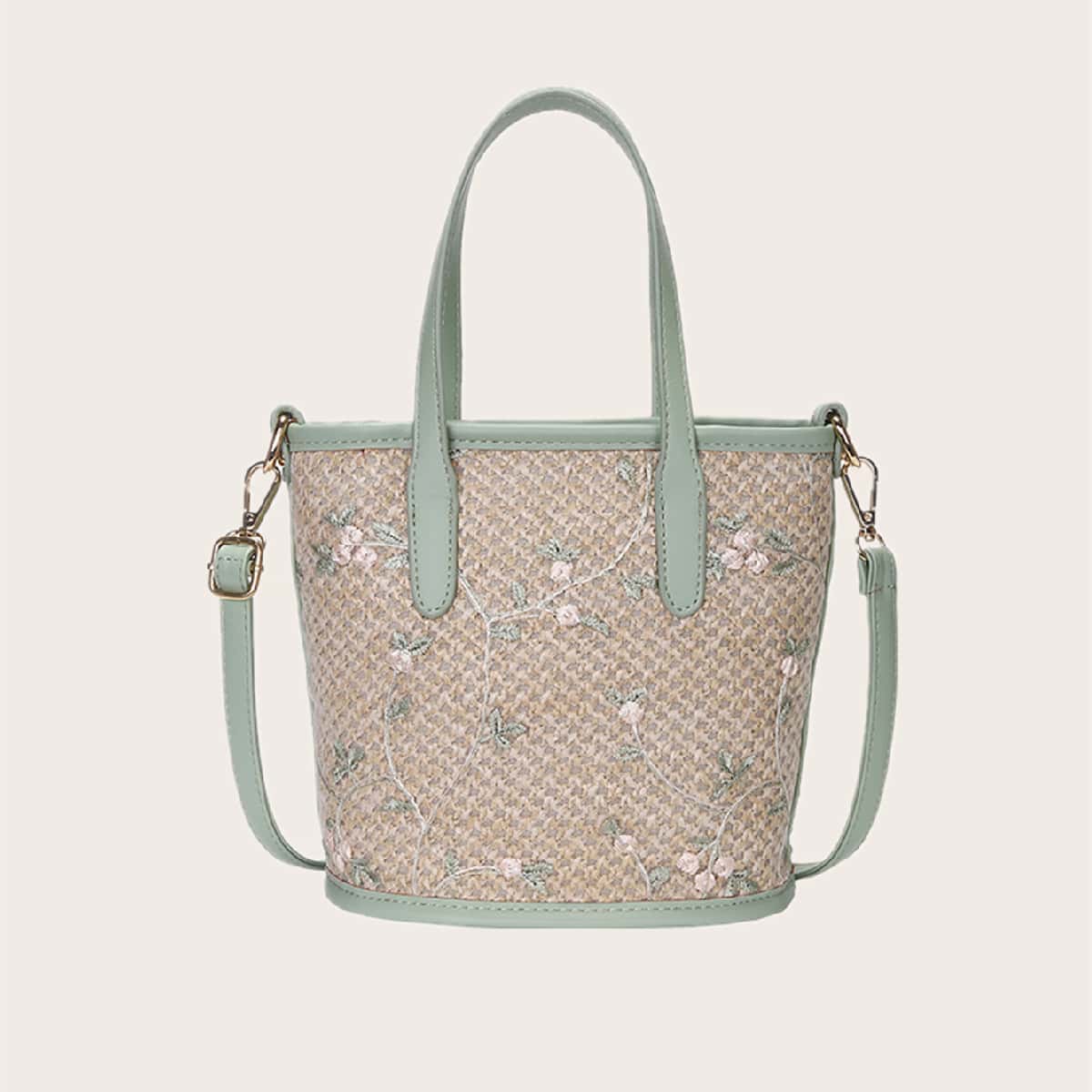 

Floral Embroidered Straw Bag, Multicolor
