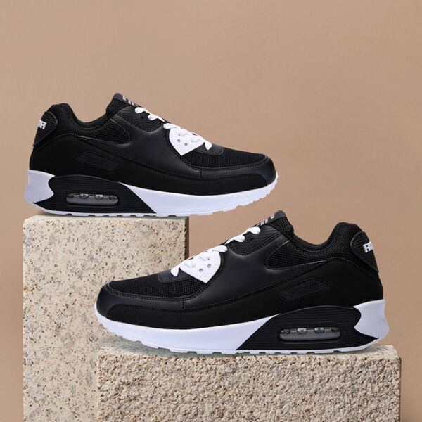 

Colorblock Mesh Panel Chunky Sneakers, Black