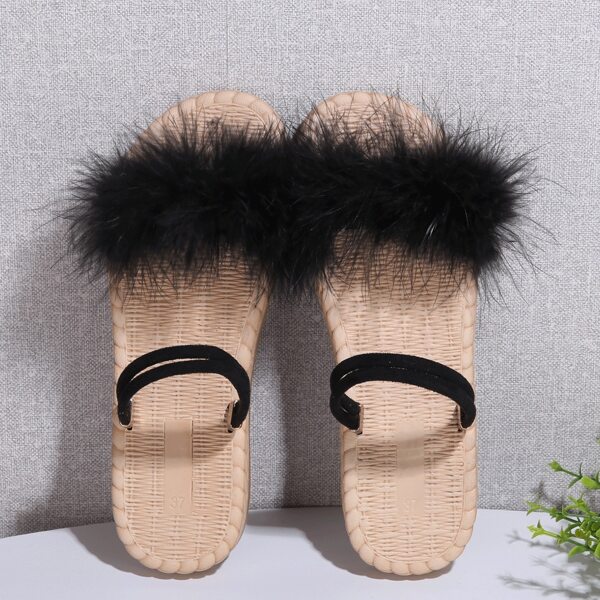 

Faux Fur Decor Two Way Wear Sandals, Black