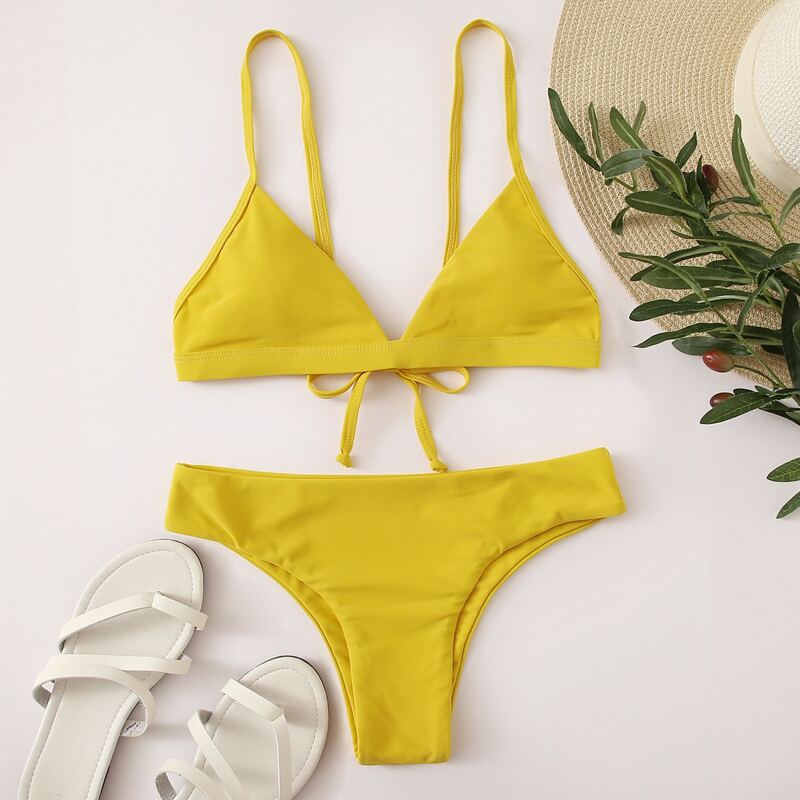 

Tie Back Bikini Swimsuit, Yellow