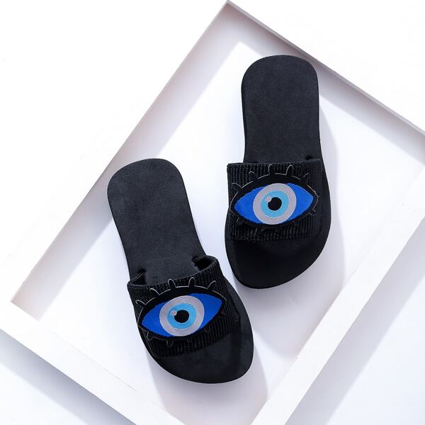 

Girls Eye Pattern Slippers, Blue