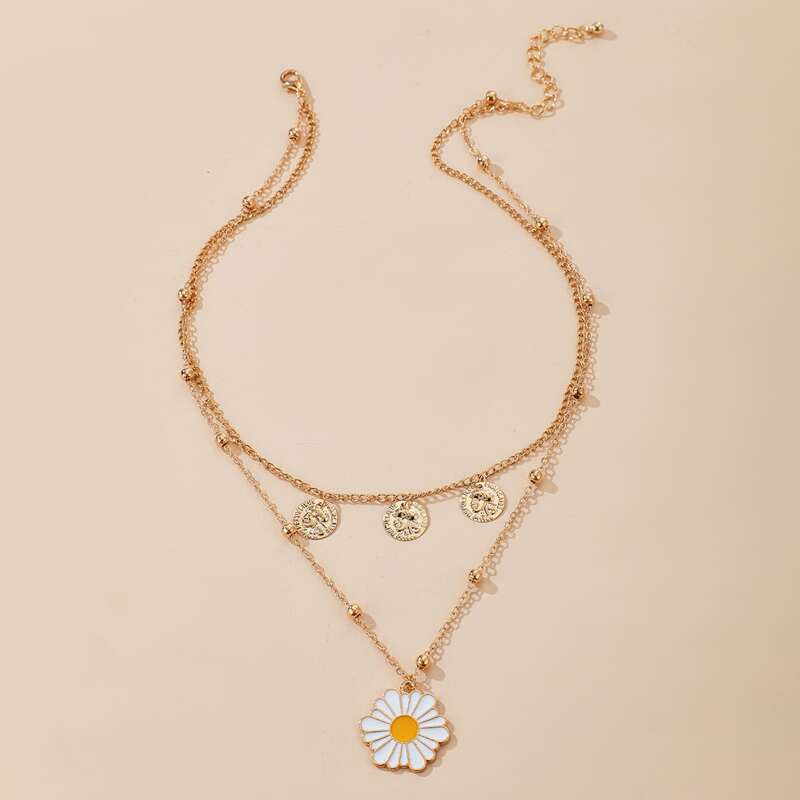 

Daisy Layered Necklace, Gold