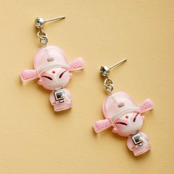 

Cartoon Opera Drop Earrings, Pink
