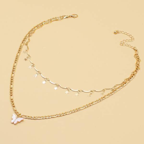 

Butterfly Layered Necklace, Gold