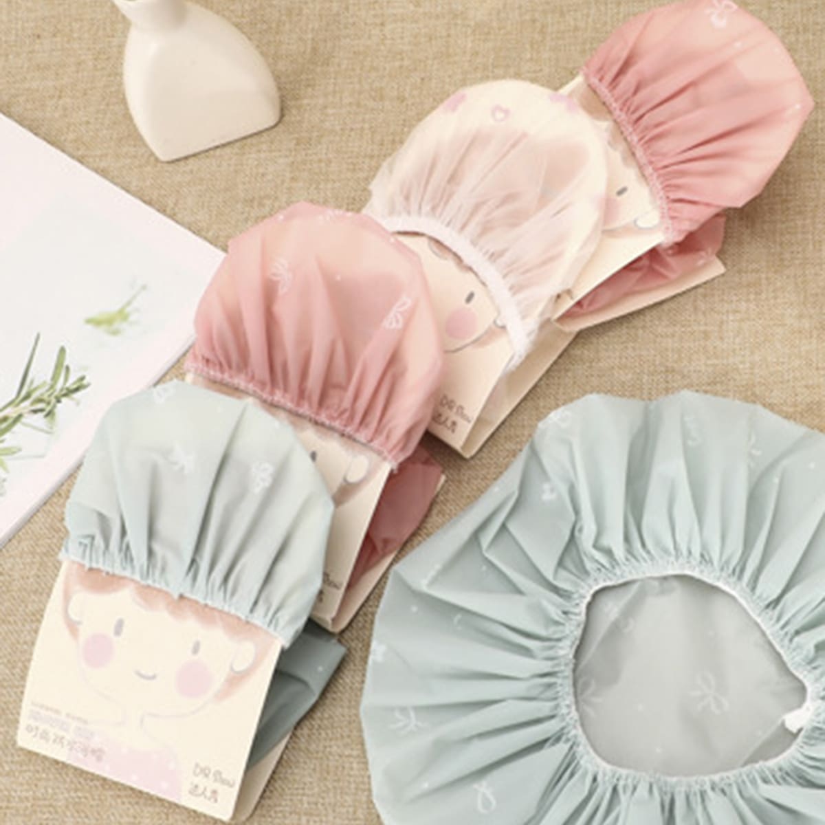 

1pc Waterproof Random Color Shower Cap, Multicolor