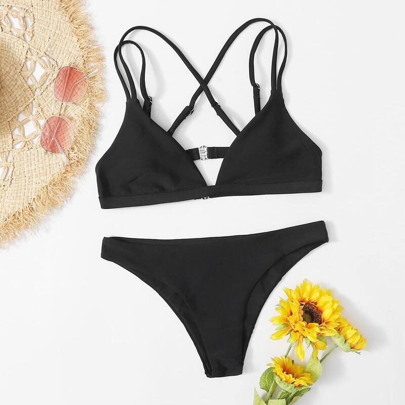 

Criss Cross Bikini Swimsuit, Black
