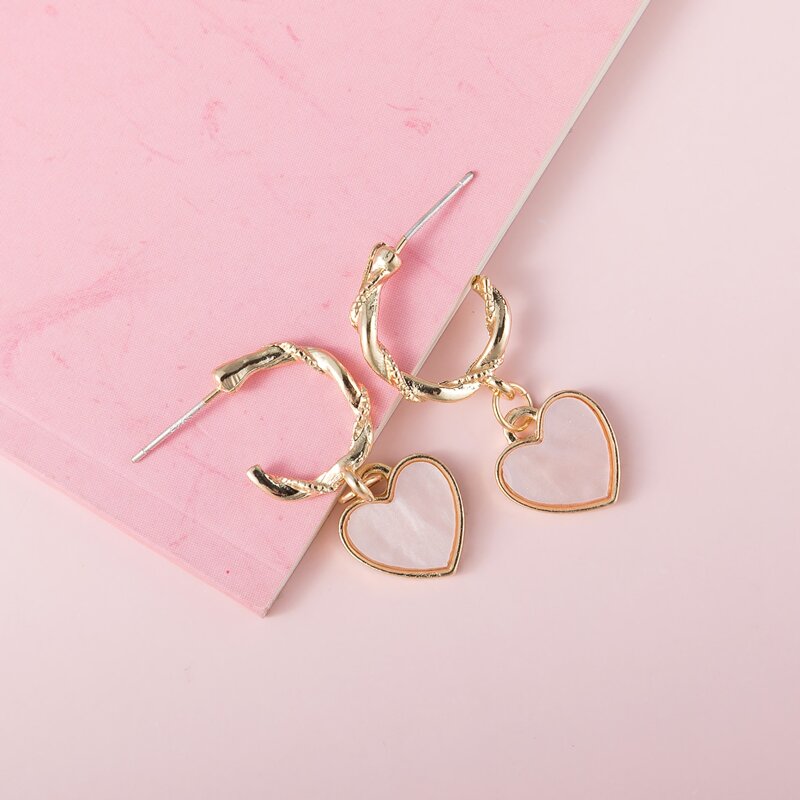 

Heart Drop Earrings, Gold