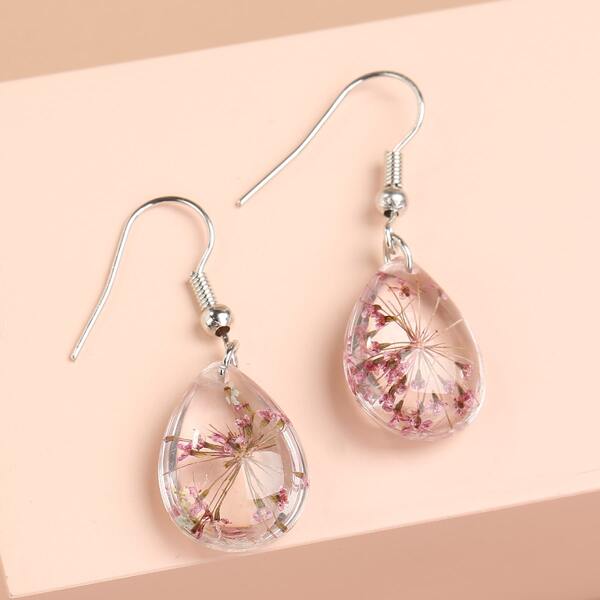 

Clear Flower Drop Earrings
