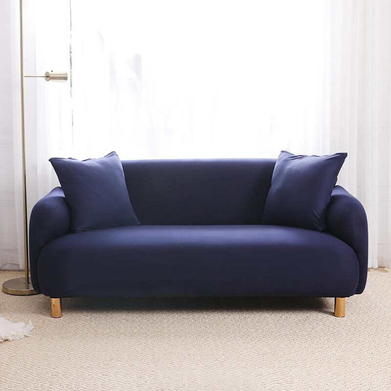 

Solid Stretchy Sofa Cover Without Cushion Cover, Navy blue