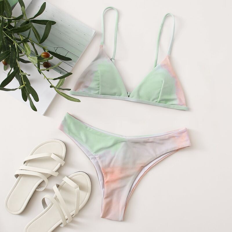 

Ombre Triangle Bikini Swimsuit, Multicolor