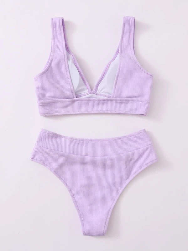 v neck high waisted bikini